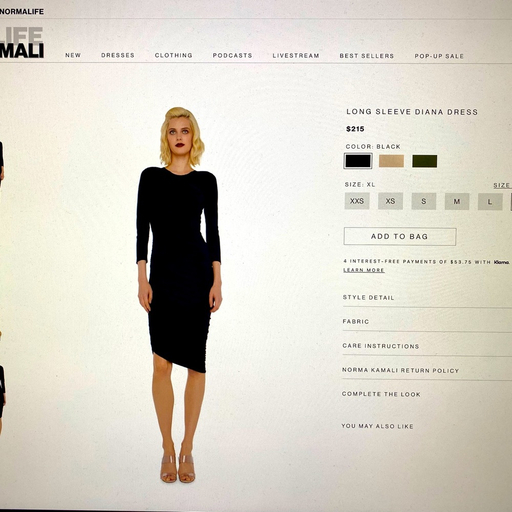 Norma Kamali Long Sleeve Diane Dress